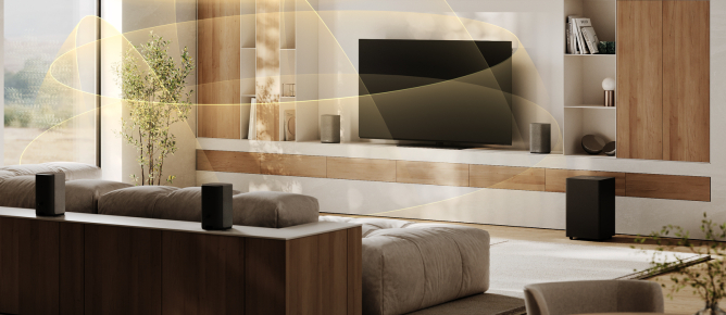 Loewe We. BOOST: Cine en casa inalámbrico Dolby Atmos – Plug & Play Elegancia