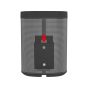 Vista trasera del soporte portable de pared Vebos para Sonos Play 1 primer plano