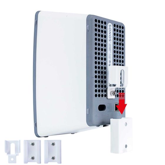 Vista lateral del soporte portable de pared Vebos para Sonos Play 3
