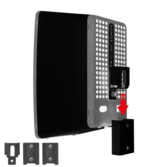 Vista lateral del soporte portable de pared Vebos para Sonos Play 3